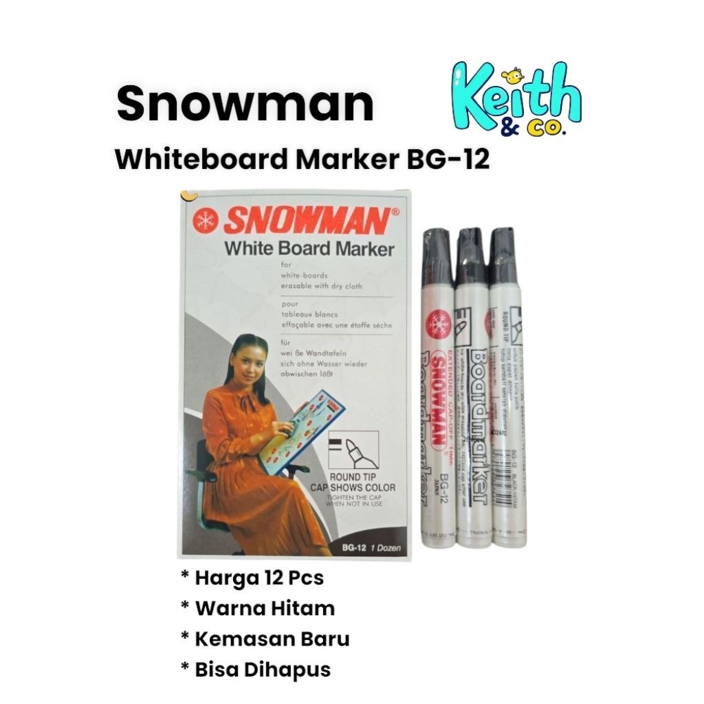 

JAMIN MURAH !!![ 1 Lusin ] Spidol Papan Tulis Snowman BG12 / Snowman Whiteboard Marker BG-12(BISA LANGSUNG ORDER)