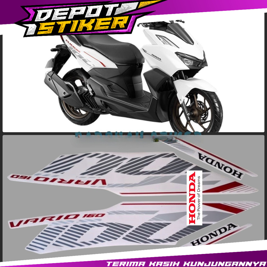Striping stiker Honda Vario 160 2023 2024 CBS Putih Full list body