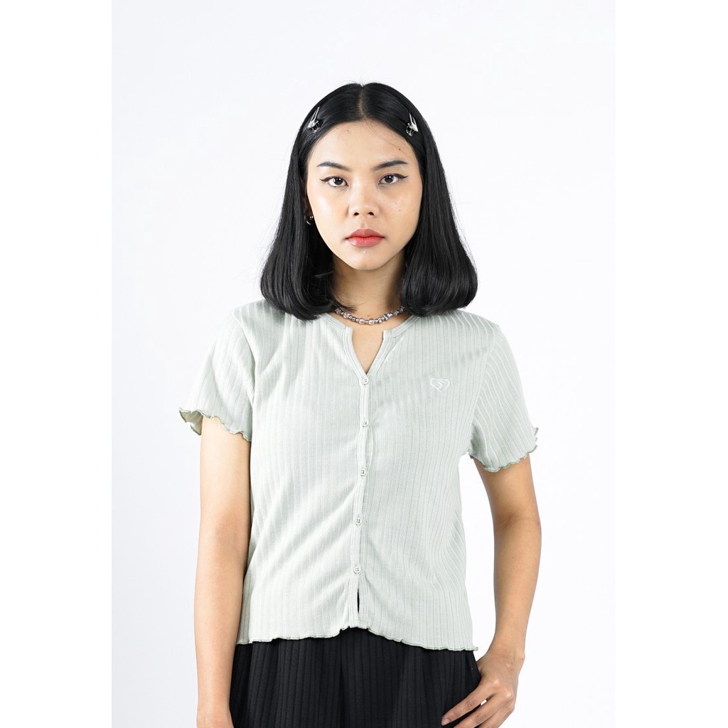 Greenlight Women's T-Shirt Short Sleeve Basic Buttoned Yukari 220225