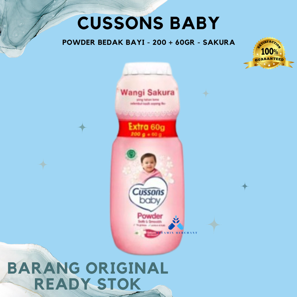 Cussons Baby Powder Bedak Bayi - 200 + 60gr  - Sakura. - Pharma Mart