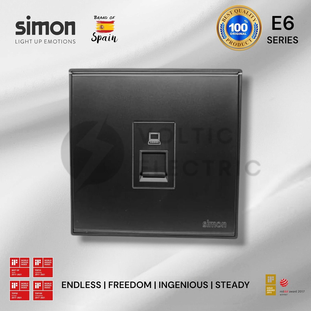 Outlet Data Cat6 Simon E6 Black Hitam Doff Simon Outlet Data Cat 6 725218-26