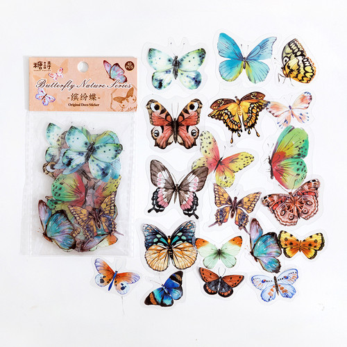 

40 pcs Colorful Butterflies Collection PVC Sticker Decoration Diary Scrapbooking Label Sticker Kawaii Korean Stationaries