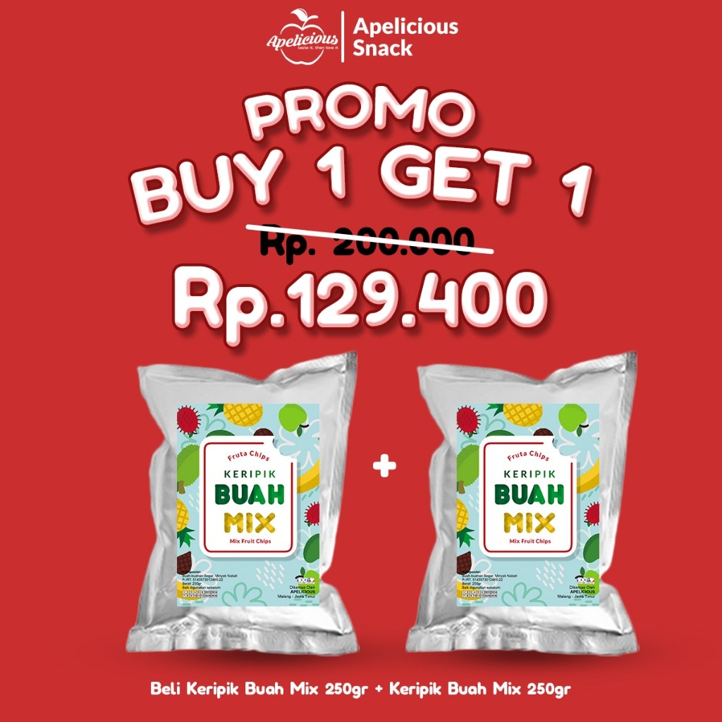 

New APELICIOUS - KERIPIK SAYUR MIX ORIGINAL 250gr GRATIS KERIPIK BUAH MIX 250gr / KERIPIK NANGKA 250grPremium