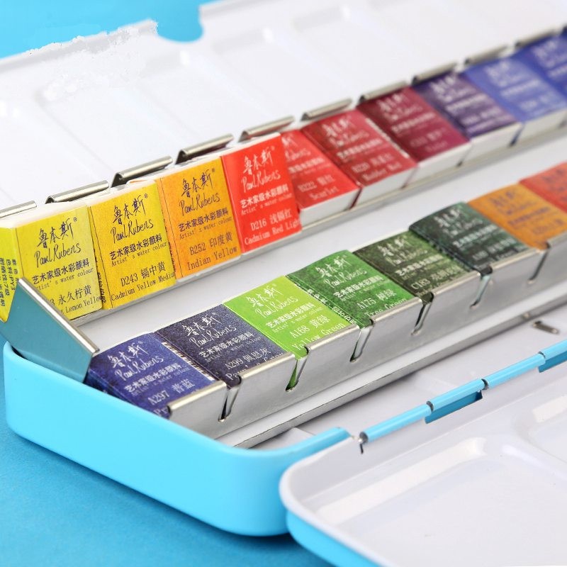 

Paul Rubens 12/24/48 Watercolor Paint Set With Metal Case Solid Artist Water Color Painting Pigment For Drawing Art Supplies