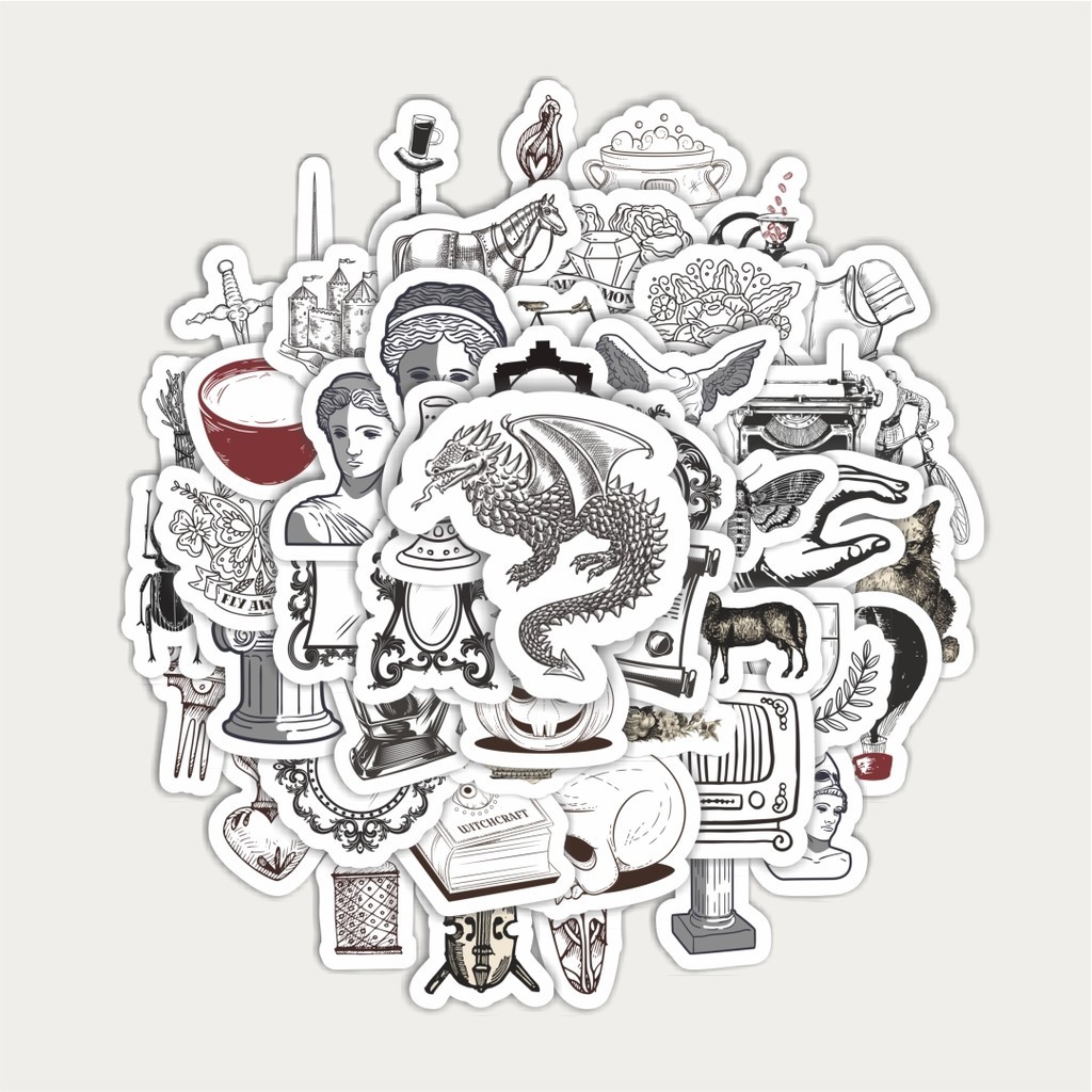

Sticker Pack Sticker Retro Medieval B&W Sticker | Sticker TUMBLR | Stiker LAPTOP KOPER HELM