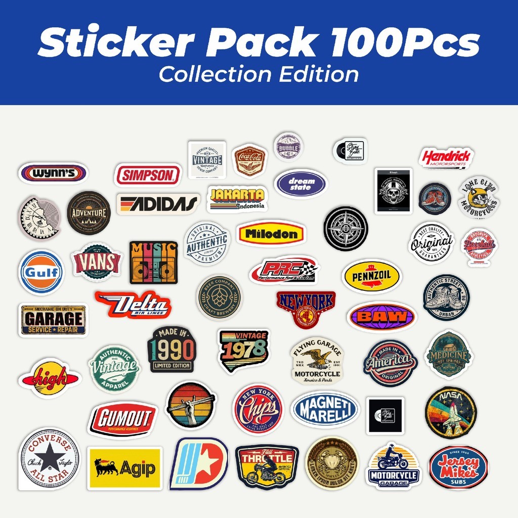 

Hot Stiker Vintage Logo Lucu Anti Air Stikers Berperekat Waterproof Sticker Decal Buat Motor Helm Buku Journal Koper Casing HP Laptop Botol Minum