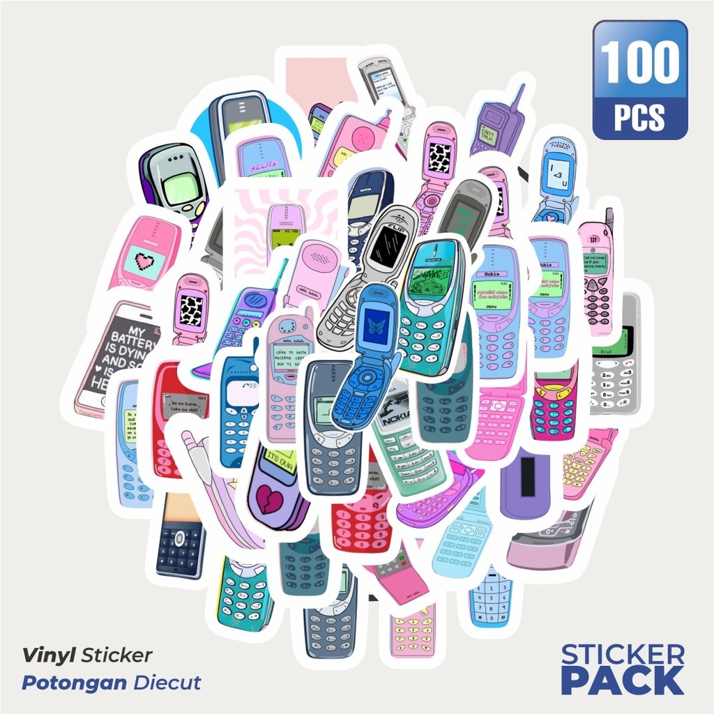 

MURAH 100 PCS Stiker HP Jadul/Vintage Waterproof Aesthetic- Untuk Laptop, Motor, dan Helm - Paper Stationery Pack