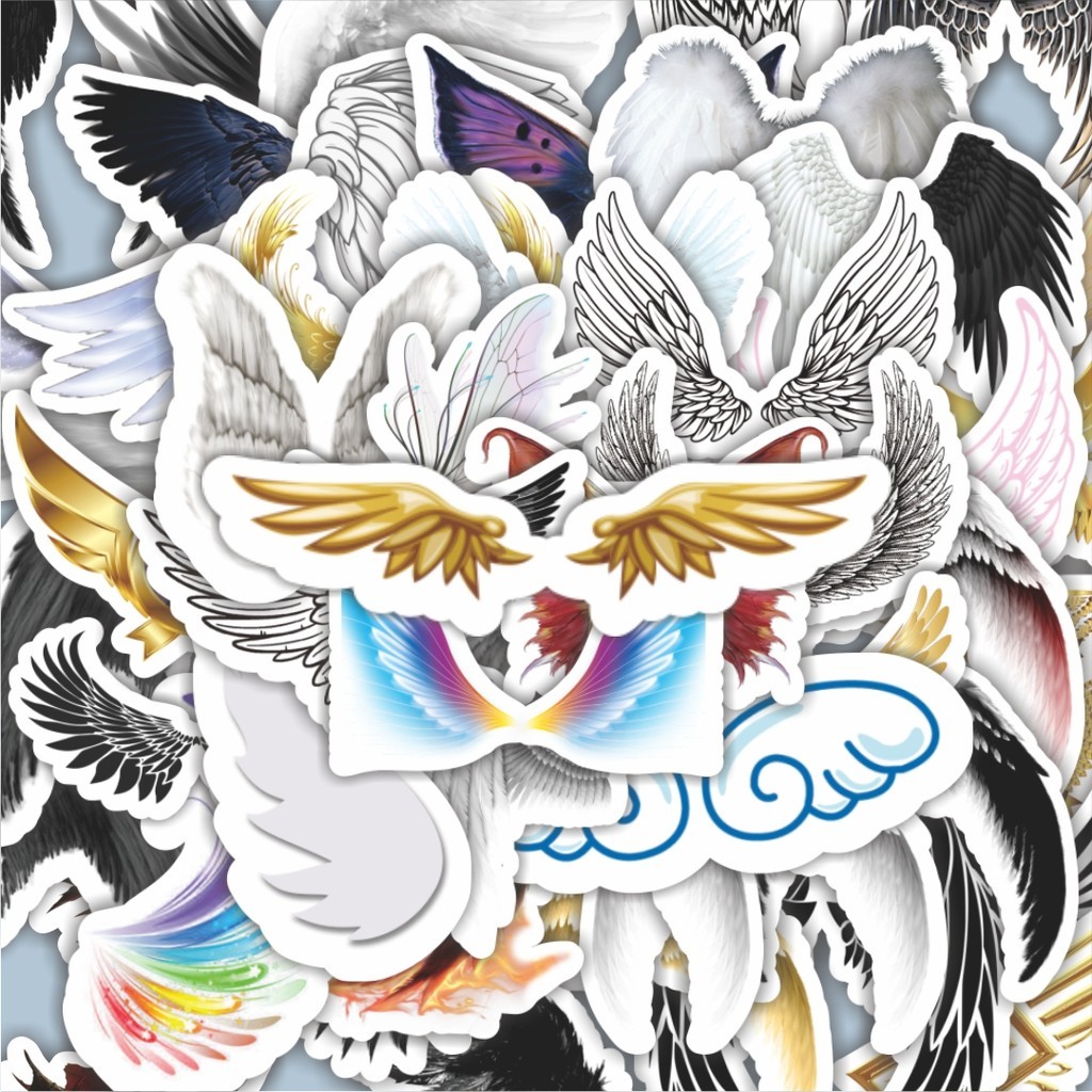 

100PCS Lucu Stiker Motif Sayap [Angel/Sayap malaikat, Demon/Iblis, Butterfly/Kupu kupu, Fantasy Wings]"Stiker Aesthetic Stiker Anti Air Stikers Berperekat Waterproof sticker decal buat Motor Helm Buku Journal Koper Casing HP Laptop Botol Minum Hadiah anak