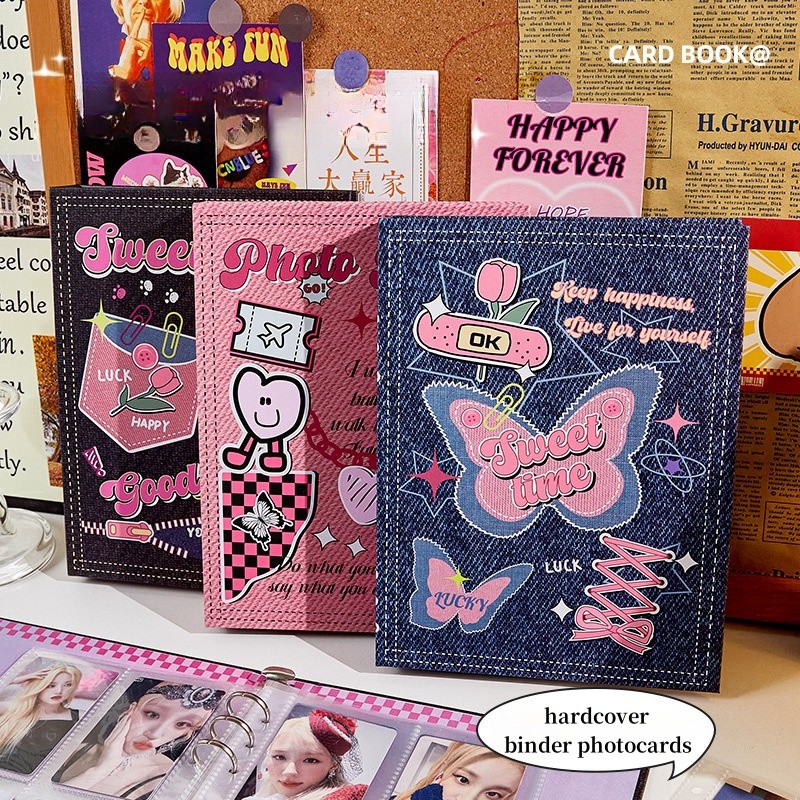 

A5 Retro Hardcover Kpop Binder Photocards Holder Book 3inch Card Photo Album Collect Book Cute Loose-leaf Album Binder Storage