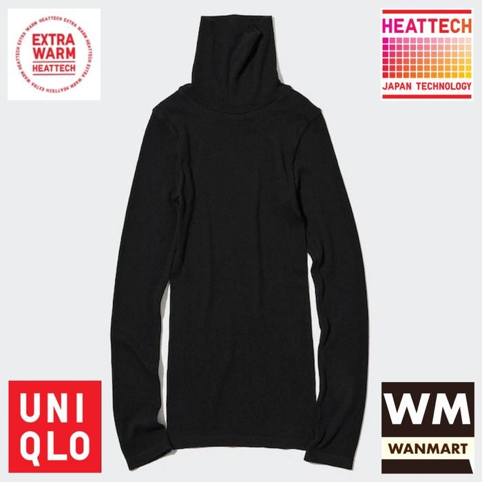 UNIQLO Kaos Long John Wanita Heattech Extra Warm Turtle Neck Black