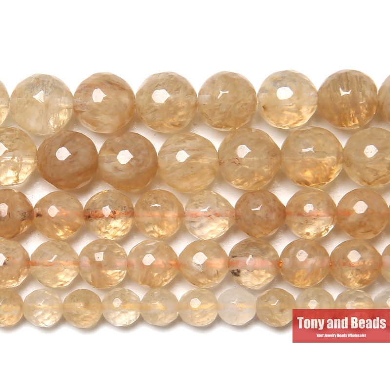 

New Arrival Faceted Citrine Quartz Beads 15" Strand 6 8 10 mm Pick Size For Jewelry Making