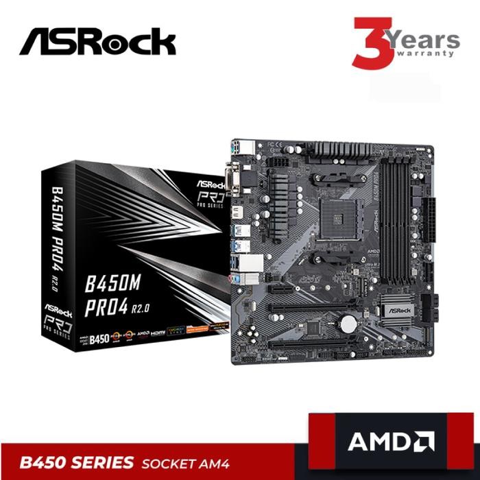 ASROCK B450M Pro4 R2.0 | Motherboard B450 AM4 DDR4 Micro ATX