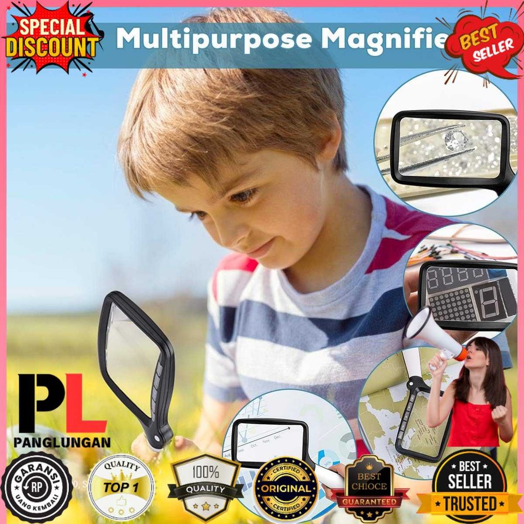 

TOBE Kaca Pembesar Handheld Magnifiying Glass Lup 3X with LED - 10863