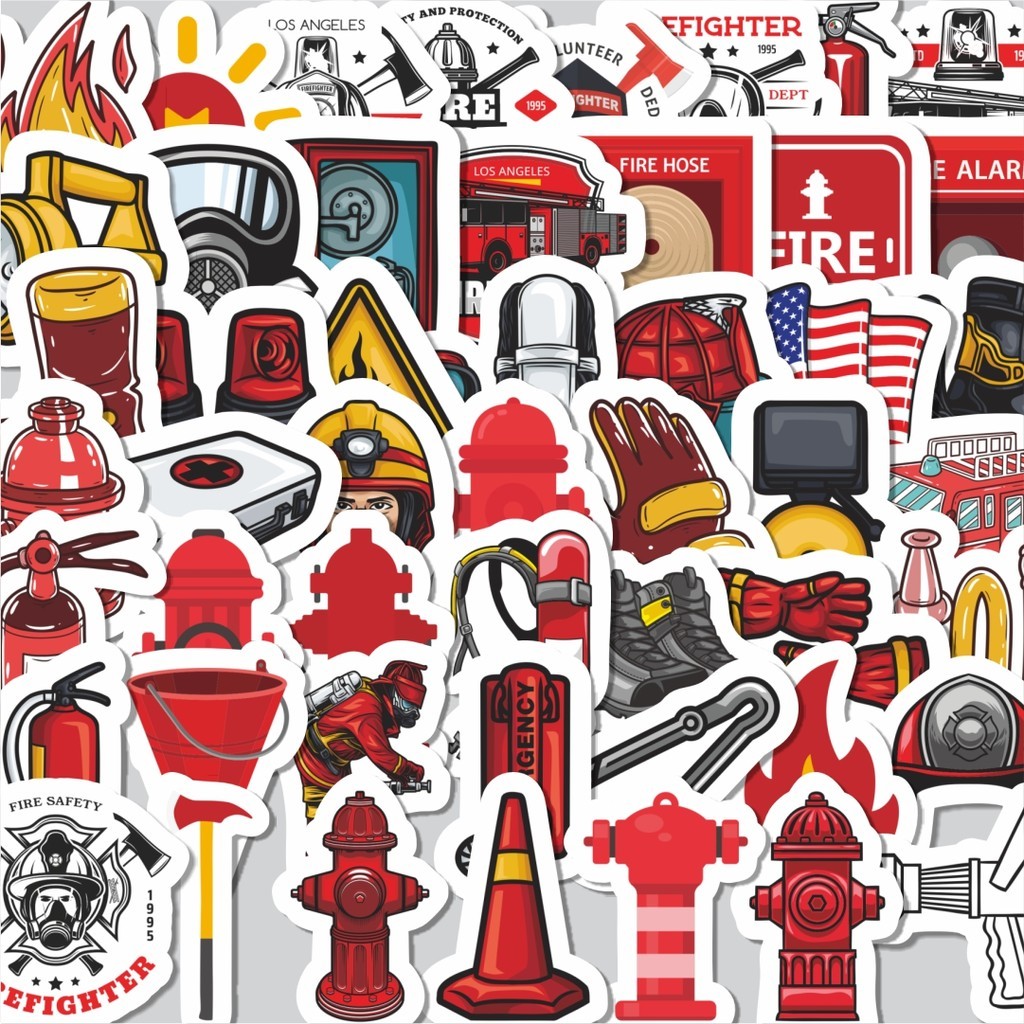 

Stiker Cutting Pack Stiker Firefighter [Pemadam Kebakaran] Isi 100Pcs Series Aesthetic Lucu Keren Untuk Koper Bahan Vynil