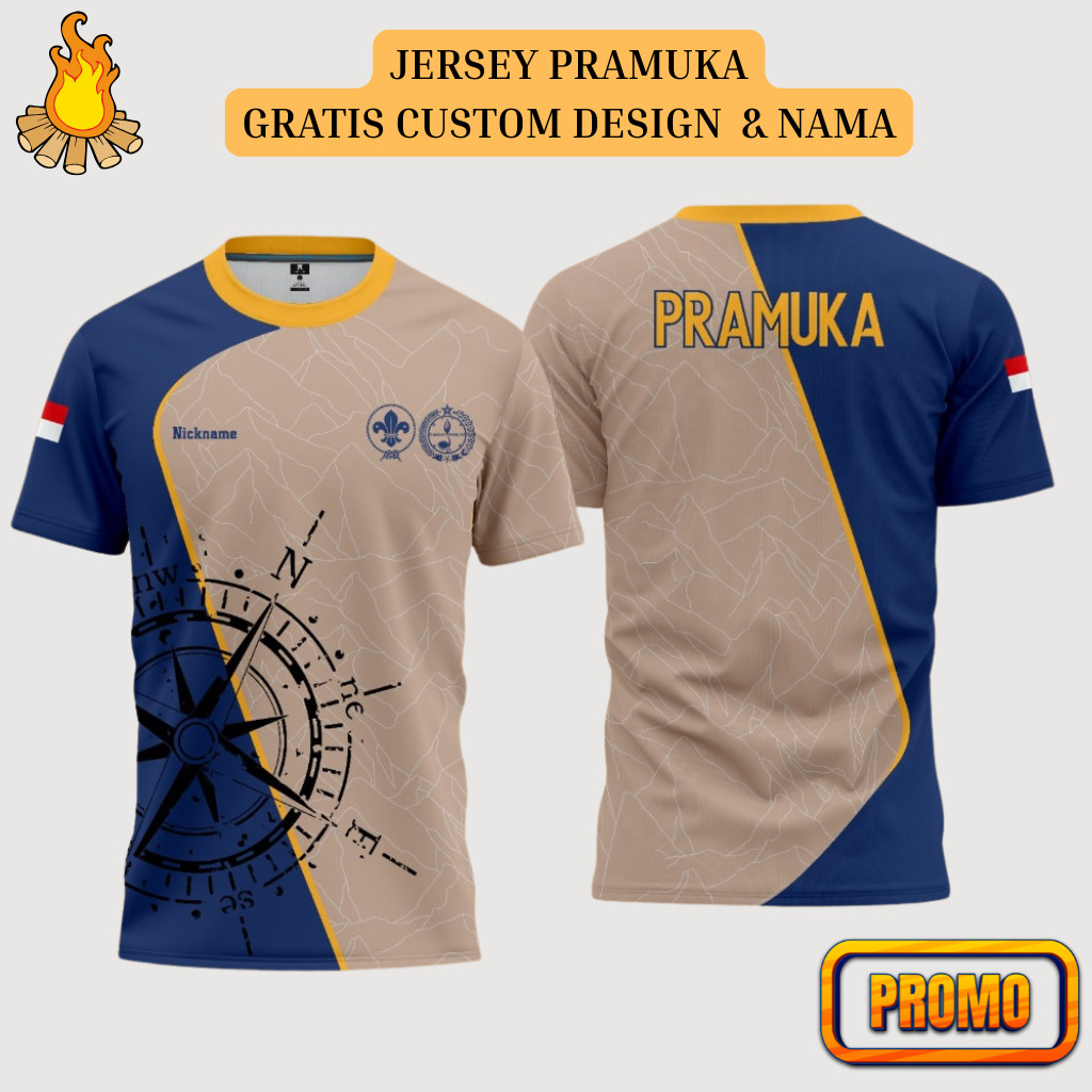Jersey Pramuka KOMPAS BIDIK Lengan Panjang Pendek - Baju Pramuka Printing, Gratis Custom Desain