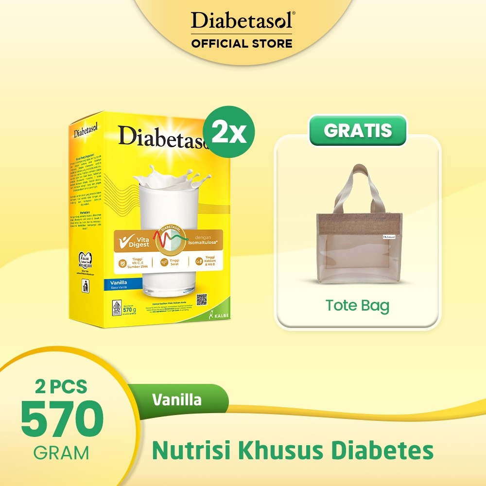 

Buy 2 Diabetasol Vanilla 570g Free Tote Bag
