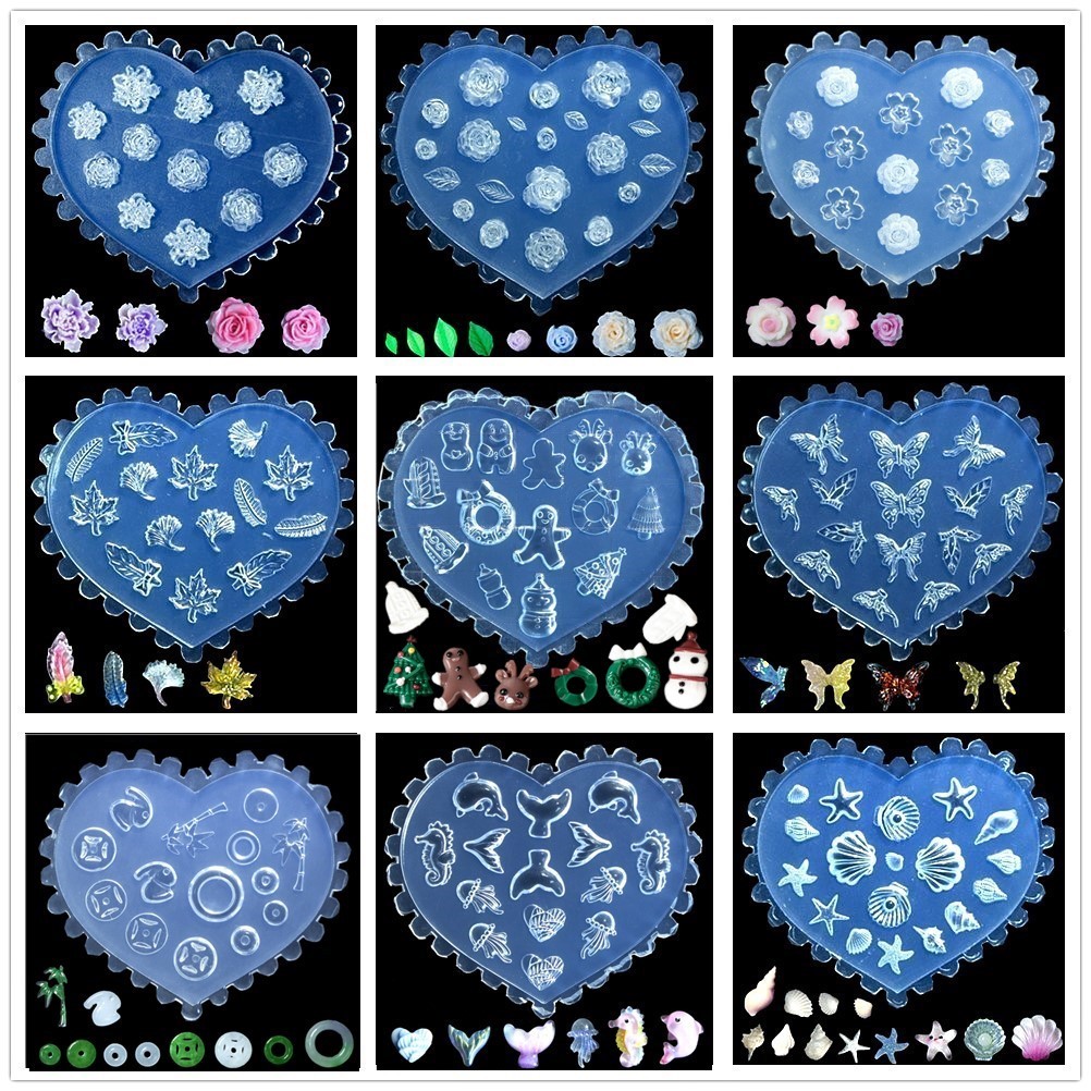 

SNASAN Silicone Mold Camellia Rose Flowers Snowman Dolphin Shell Small Beads Nail Art DIY Handmade Tool Silicone Mould
