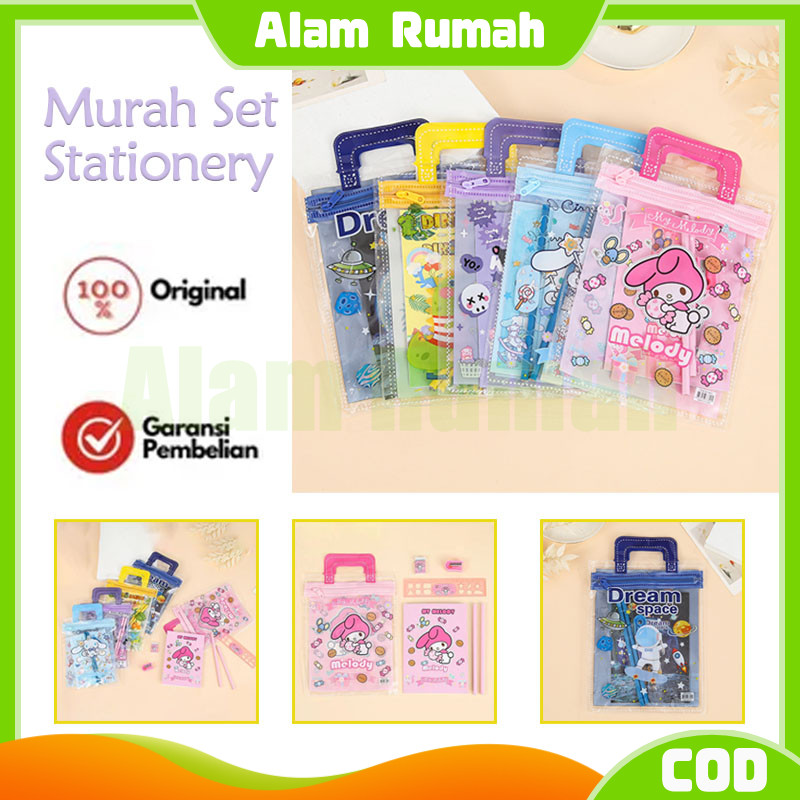 

Study Set Sekolah 6 in 1 Karakter Kuromi Crybaby /Murah Set Stationery Hadiah Anak Sanrio