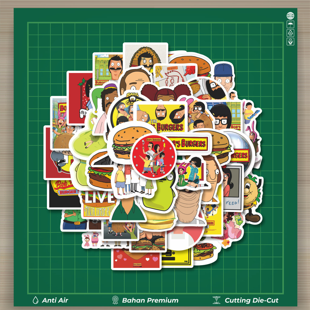

HOT 50 PCS STIKER Stiker Kartun Bob Burgers Stiker Fashion Cars Decal Dingin Kartu Album Custom Vinyl Anti Air- Sticker Aesthetic Buku Journal Koper Casing HP Tablet Laptop Helm Motor Botol Minum