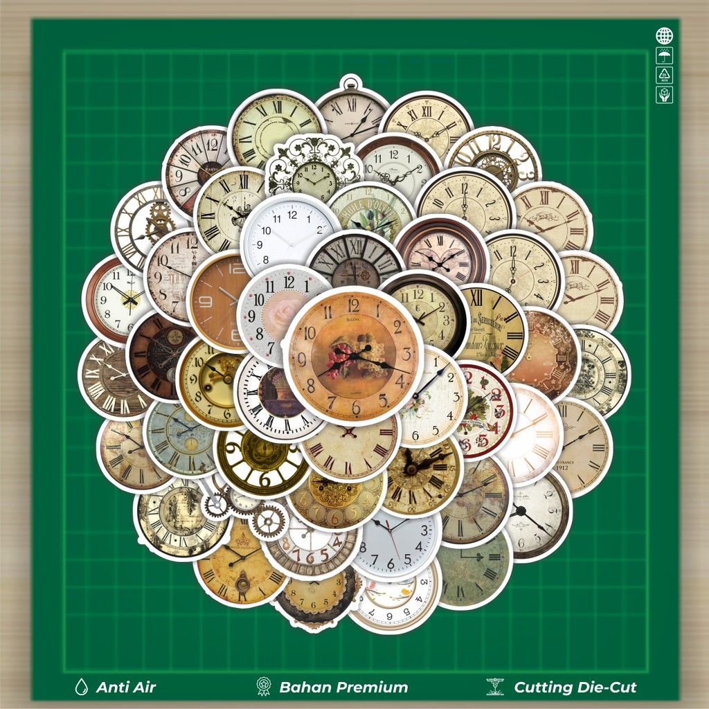 

HOT 50 PCS STIKER Stiker Jam Vintage [Klasik] Stiker Fashion Cars Decal Dingin Kartu Album Custom Vinyl Anti Air- Sticker Aesthetic Buku Journal Koper Casing HP Tablet Laptop Helm Motor Botol Minum