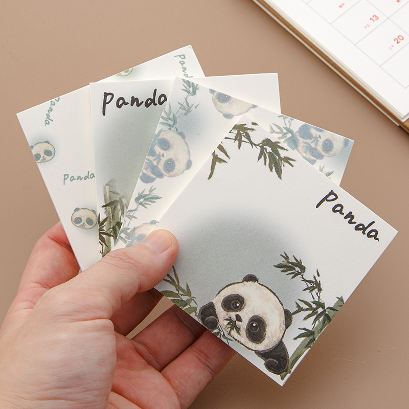 

50 pcs panda note book tearable non-sticky cartoon sticky notes small notebook cute carry-on high-color value simple note paper