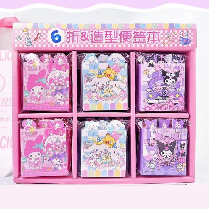 

12pcs/lot Sanrio Melody Kuromi 6 Folding Memo Pad Sticky Notes Stationery Notepad Planner Sticker Post School Supply