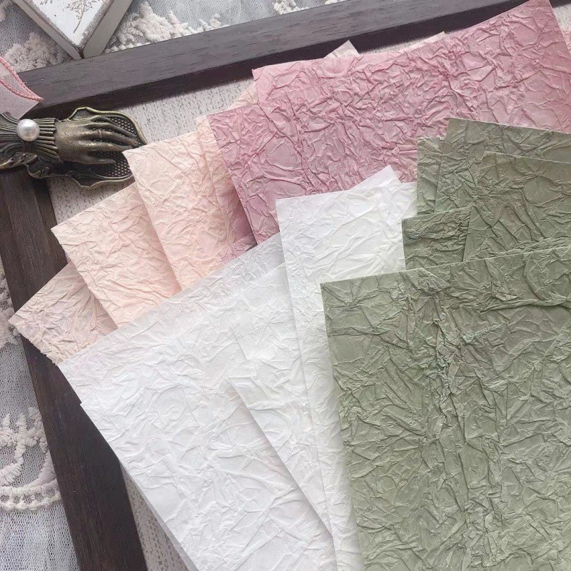 

5Pcs Vintage Crepe Paper Scrapbooking Decoration Journal Collage Paper DIY Diary Bookmark Floral Tissue Paper Craft Materials