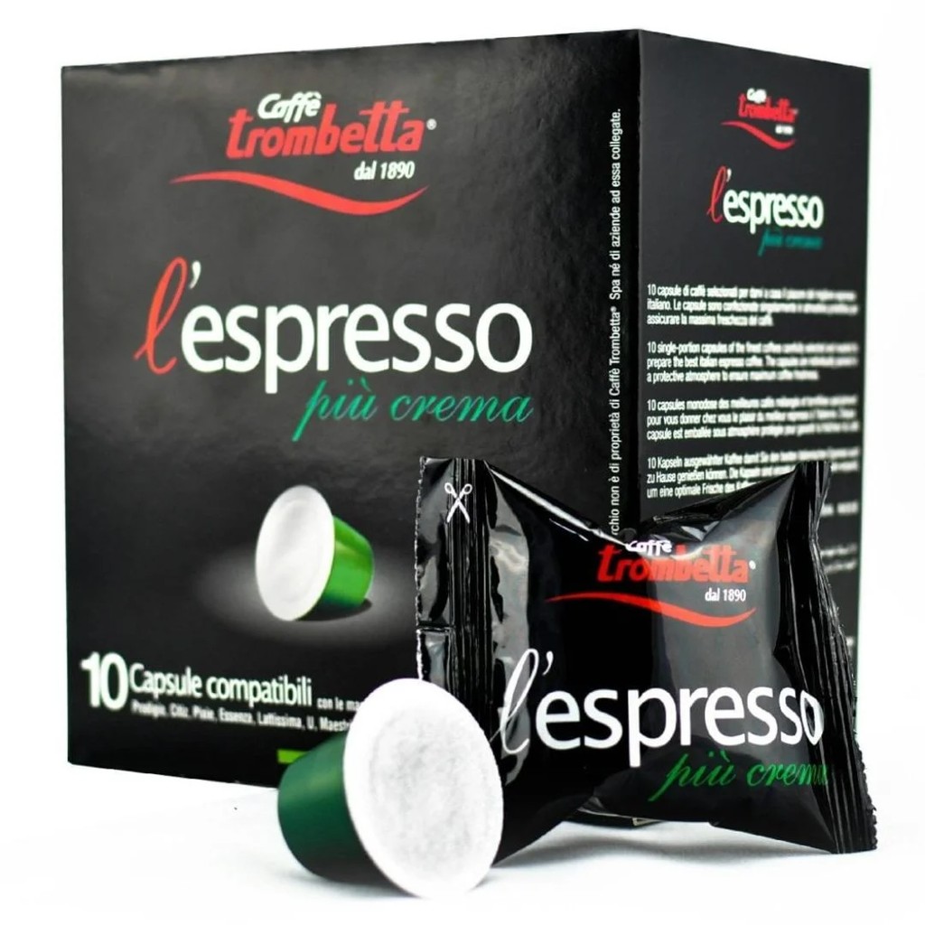 

Caffe Trombetta L'espresso Piu Crema Italian Nespresso Kopi Capsule - 1 Box isi 10