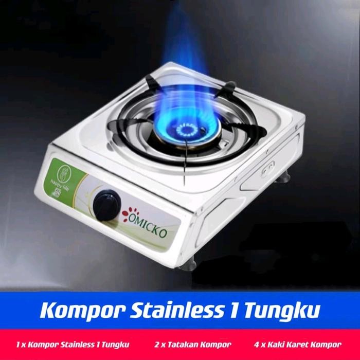 [BERGARANSI] Harga Promo Kompor Gas 1 Tungku / Kompor Stainless Anti Karat / Omicko Kompor Stainless