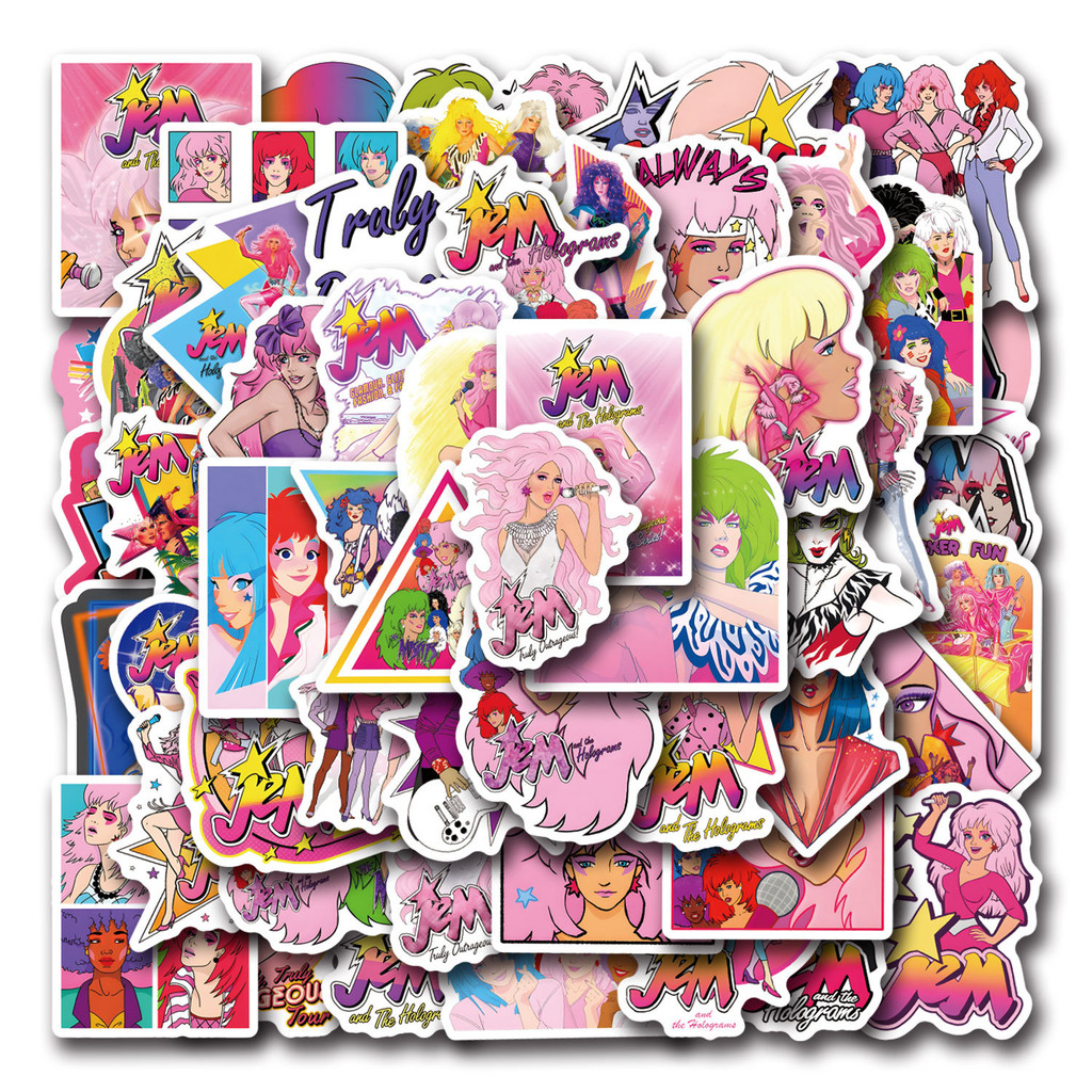 

55Pcs Jem And The Holograms Stickers Jem DIY Stickers Scrapbooking Phone Luggage Skateboard Waterproof Decals