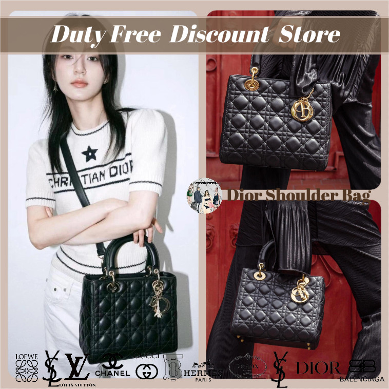 Dior Lady Dior MM Lambskin Tas Tote Bag Wanita Tas Tangan / Bahu / ClassicM0565O Garansi Dua Tahun A