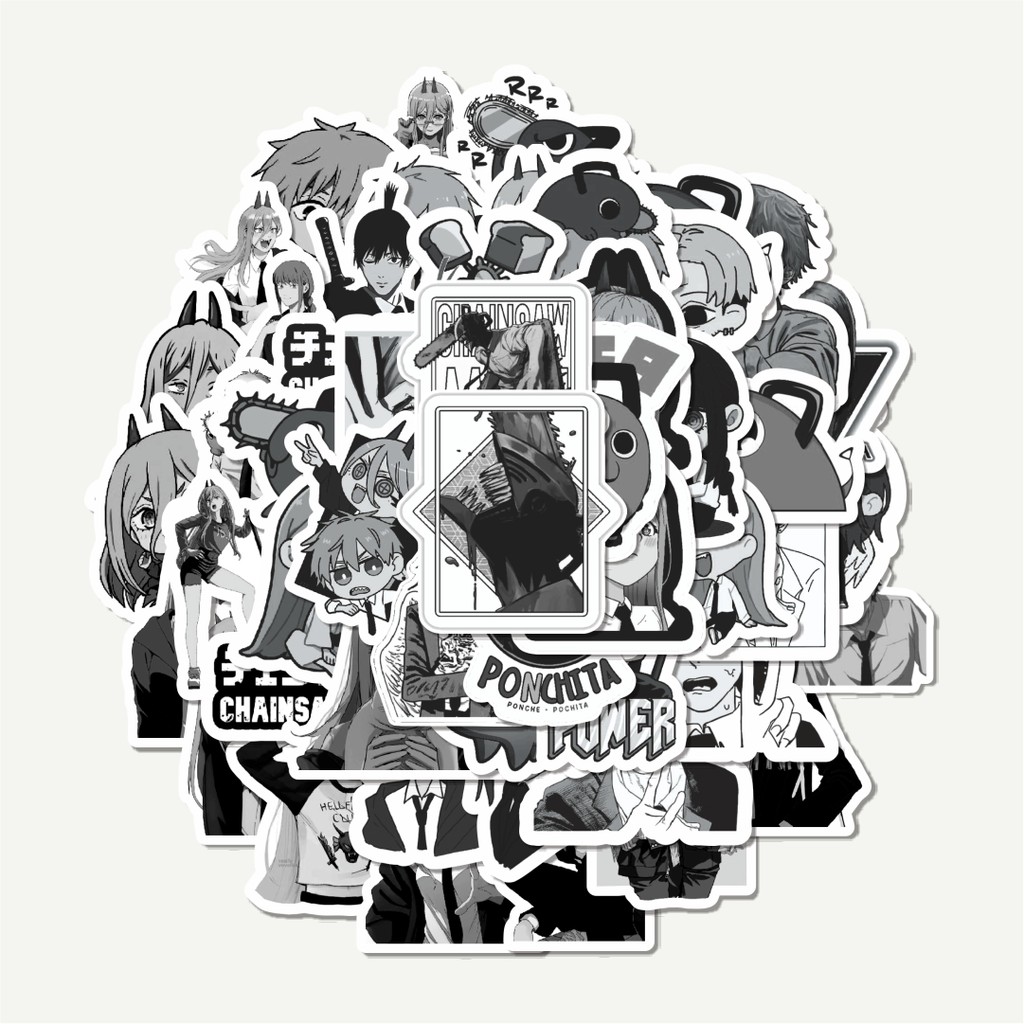 

Sticker Pack Stiker Anime Chainsaw Man Classical Black & White | Sticker TUMBLR | Stiker LAPTOP KOPER HELM
