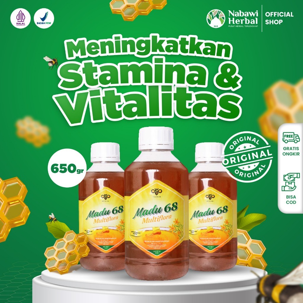 

JAMIN MURAH !!!Madu Multiflora 650Gr - Madu 68 Free Jahe Merah Hidayah 1 Pcs(BISA LANGSUNG ORDER)