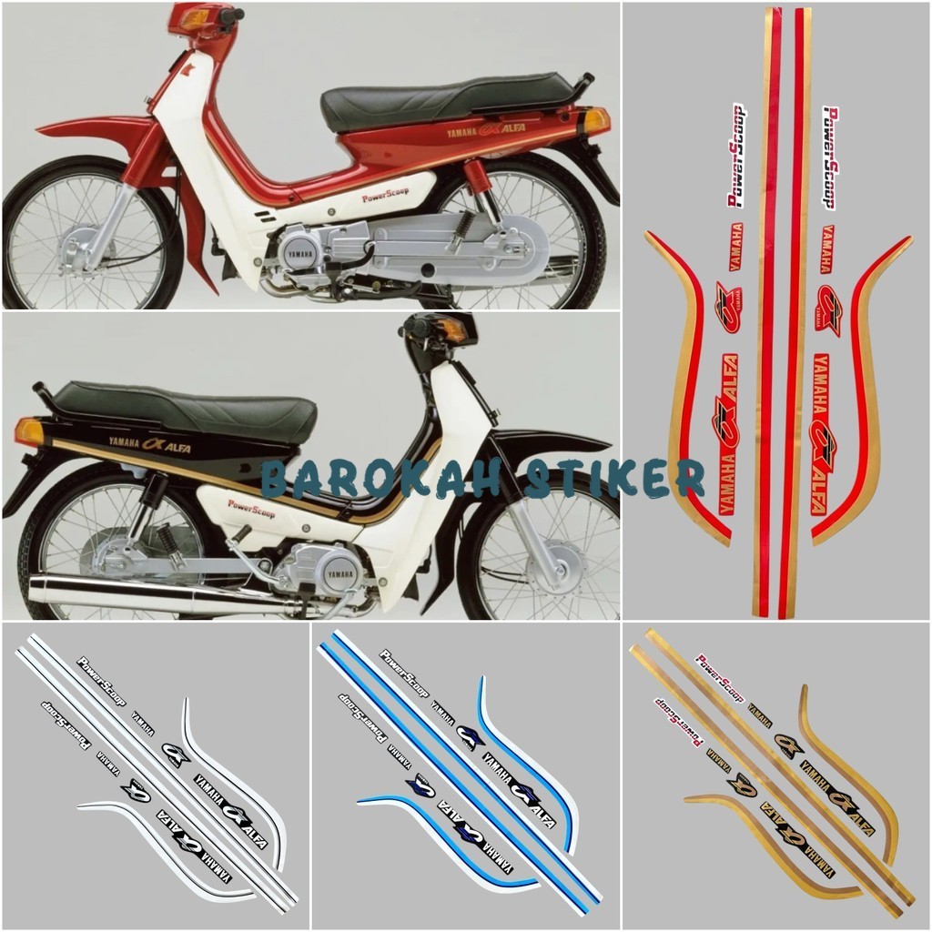 Striping Stiker Yamaha v100/Alfa Alfa 100 power scoop 1988 Fullset Berkualitas