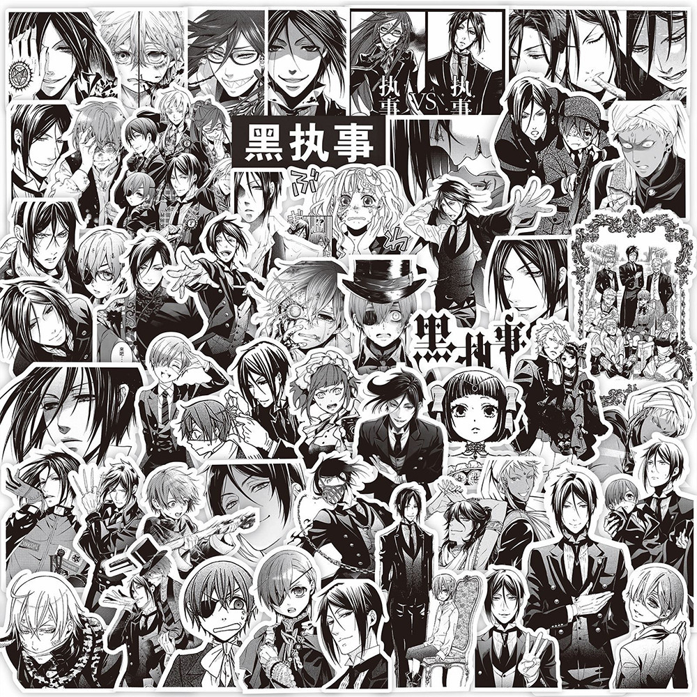 

10/30/75pcs Black And White Black Butler Stickers Cool Sebastian Michaelis Sticker Car Skateboard Suitcase Ciel Anime Decal Toys