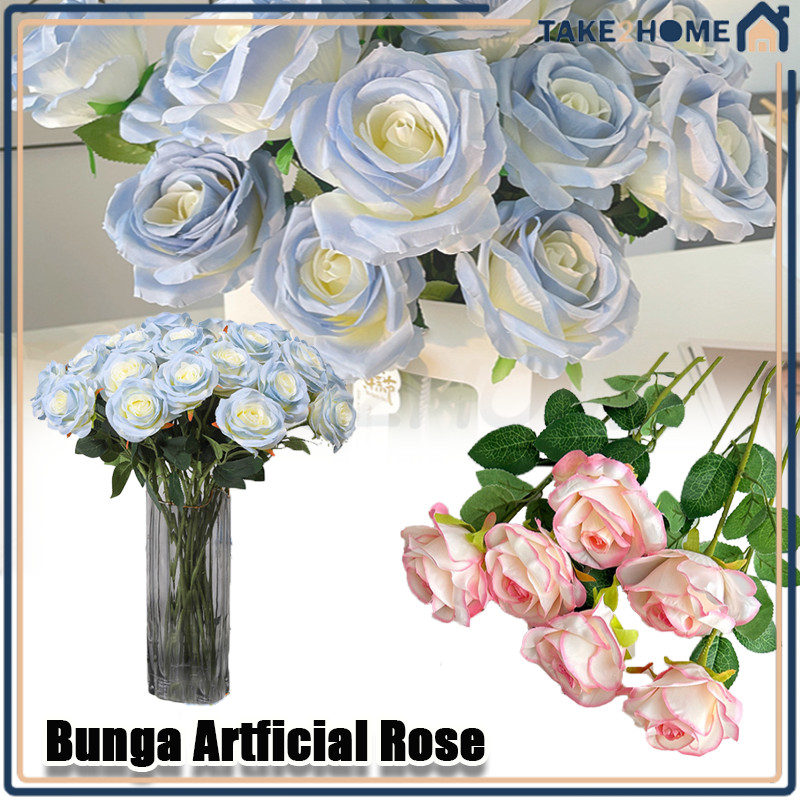 Bunga Mawar Palsu/Artificial Flower Rose Satuan Dekorasi/Bunga Mawar Artificial Per Tangkai
