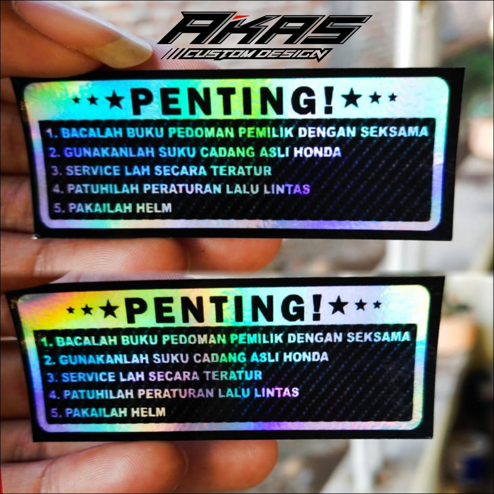 Sticker Penting Gas Honda Gank Hologram Stiker Racing