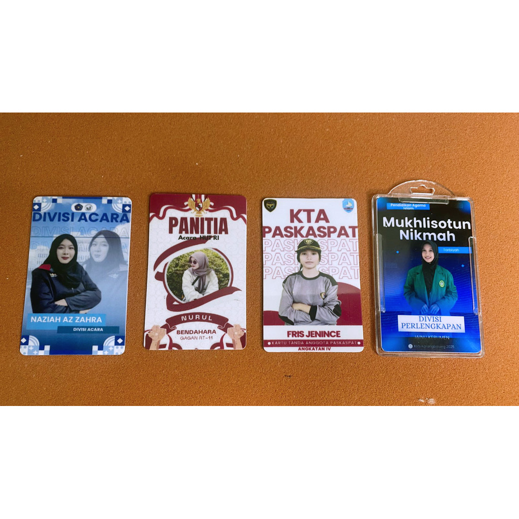 

ID CARD CUSTOM 1 & 2 SISI / BAHAN PVC TEBAL 0,9 mm SATU HARI JADI