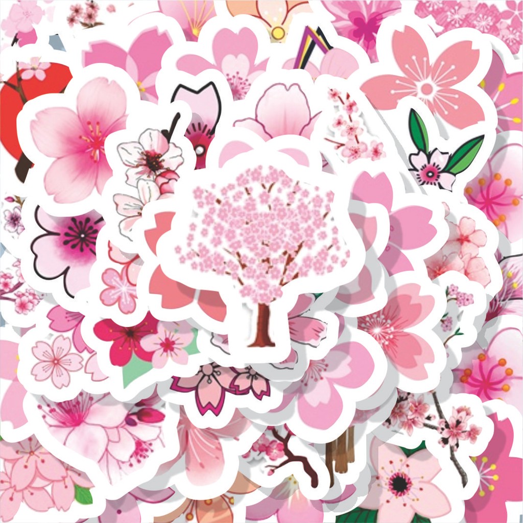 

100PCS Lucu Stiker Pink Romantic Bunga Sakura Series Stiker Aesthetic Stiker Anti Air Stikers Berperekat Waterproof sticker decal buat Motor Helm Buku Journal Koper Casing HP Laptop Botol Minum Hadiah anak