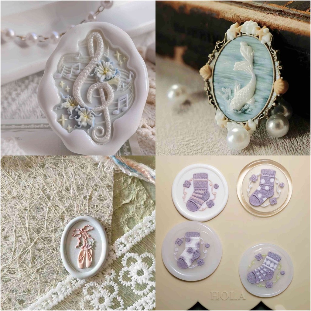 

2024 Musical Note Fire Seal Copper Head Multi-Layer Special-Shaped 3d Relief Envelope Invitation Wax Seal Stamp Children Diy Toy