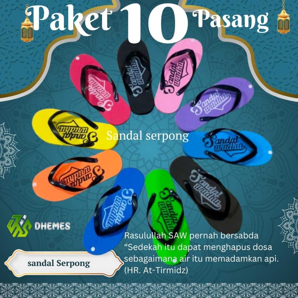 Paket 10 Pasang Sandal Wudhu Masjid Musholla Pria Wanita Dewasa Grosir