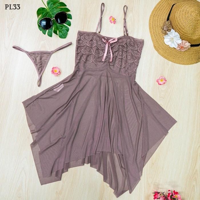 LINGERIE SEXY NIGHT GOWN BAJU TIDUR WANITA DEWASA LACE NUDE PL33