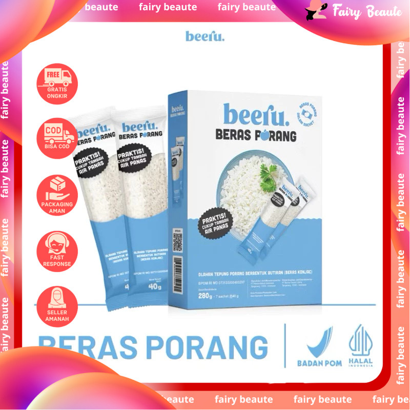 

Beeru - Beras Porang - Box isi 7 saset - Shirataki Konjac Rice Beras Sehat