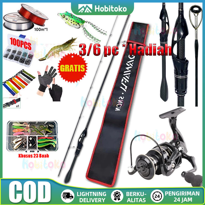 Joran Pancing Set pancing 1 Set Joran Pancing Spinning & Casting 1.65M 1.80M 1.98M Gagang Karbon Jor