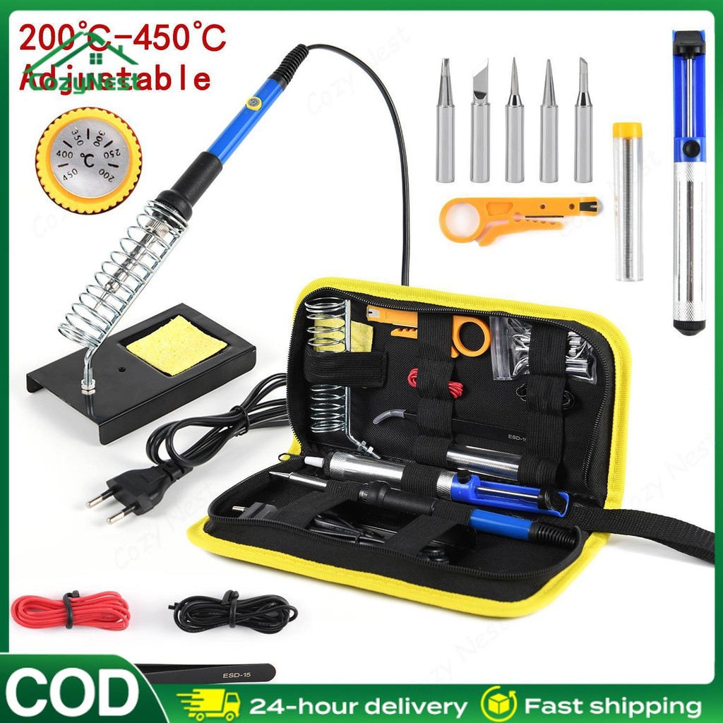 PAKET SOLDER LENGKAP 60 WATT DAN AKSESSORIS CEPAT PANAS SUHU BISA DIATUR Solder Listrik 1 Set 60 Wat