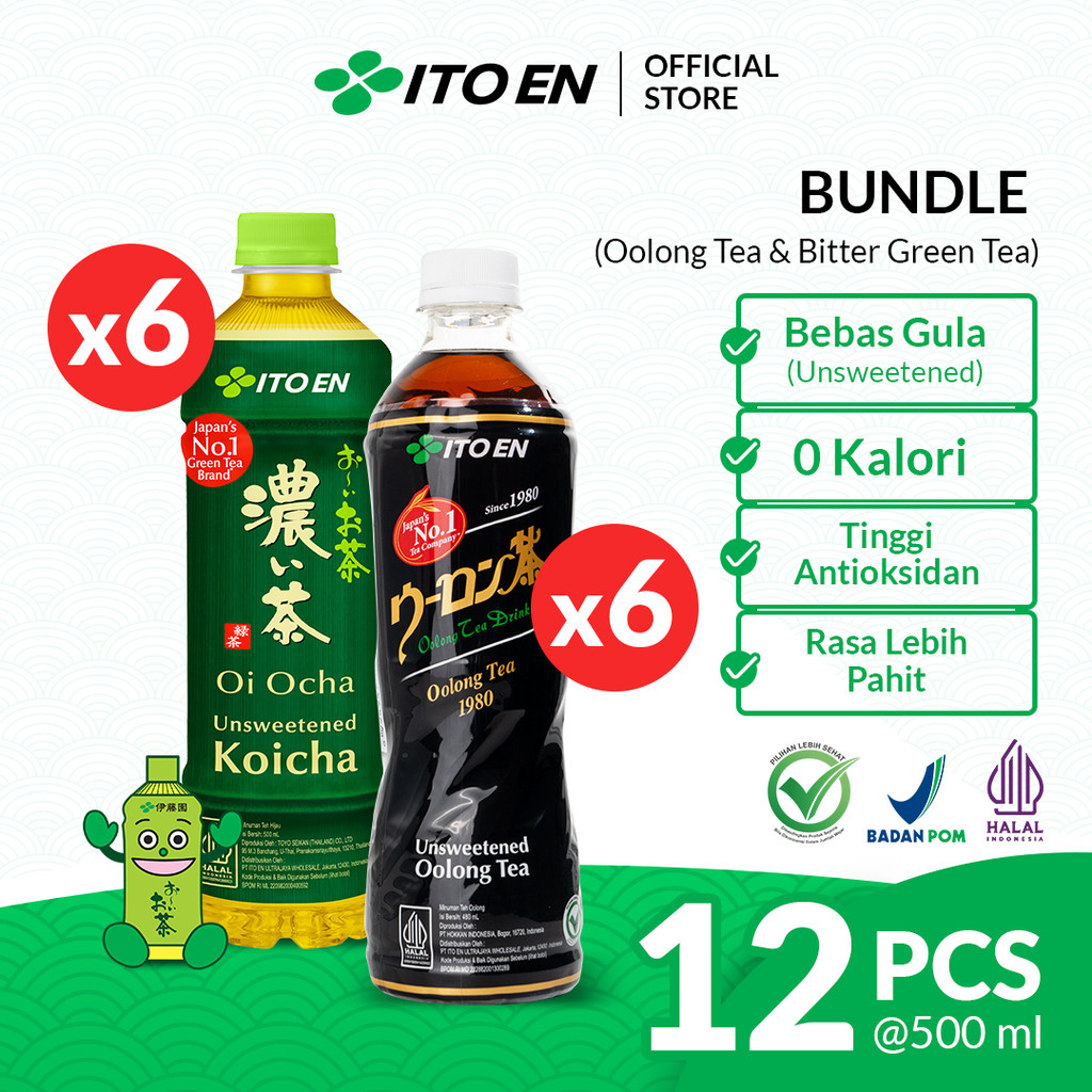 

ITO EN Paket Koicha 500 ml 6 Pcs & Oolong 500 ml 6 Pcs - Bundle Mix Teh Hijau Jepang Tanpa Gula