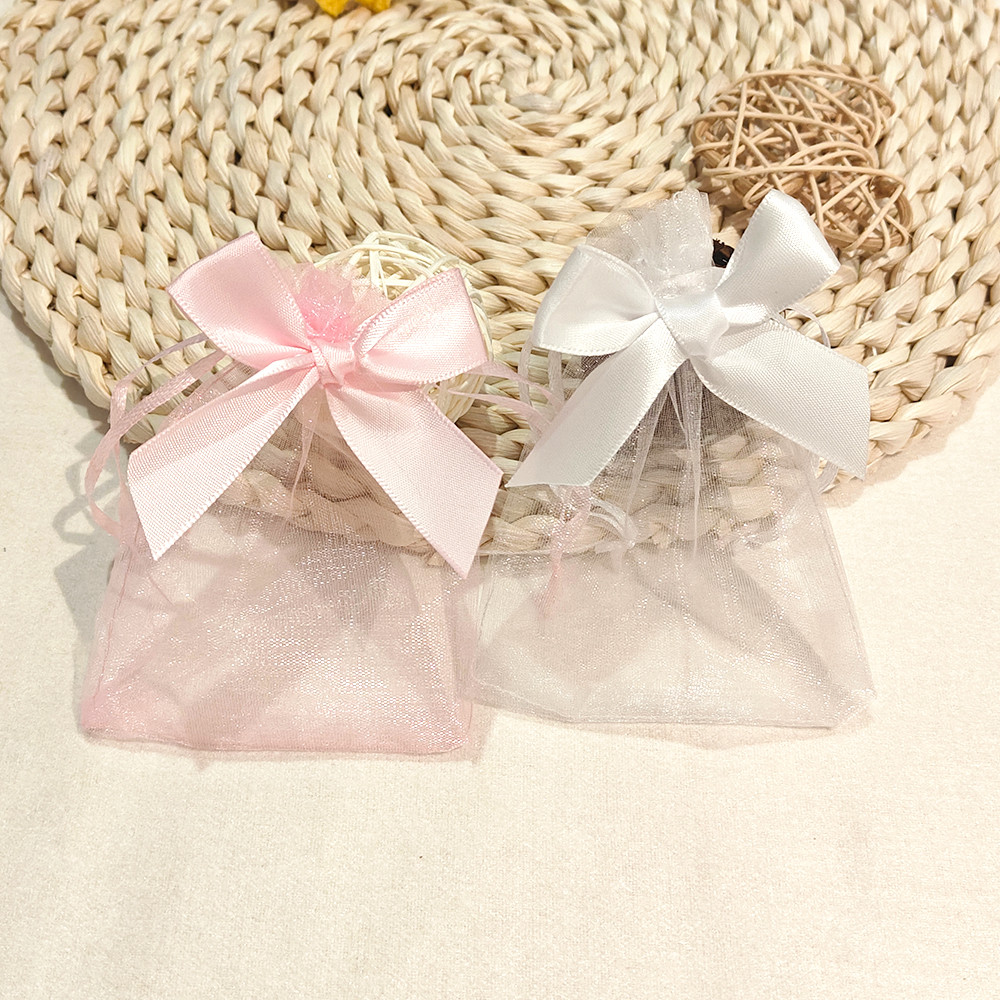 

10/20pcs Bowknot Jewelry Bags Organza Gift Bag 9x12 10x15 Wedding Party Jewelry Candy Drawstring Packaging Pouch Gift Bag