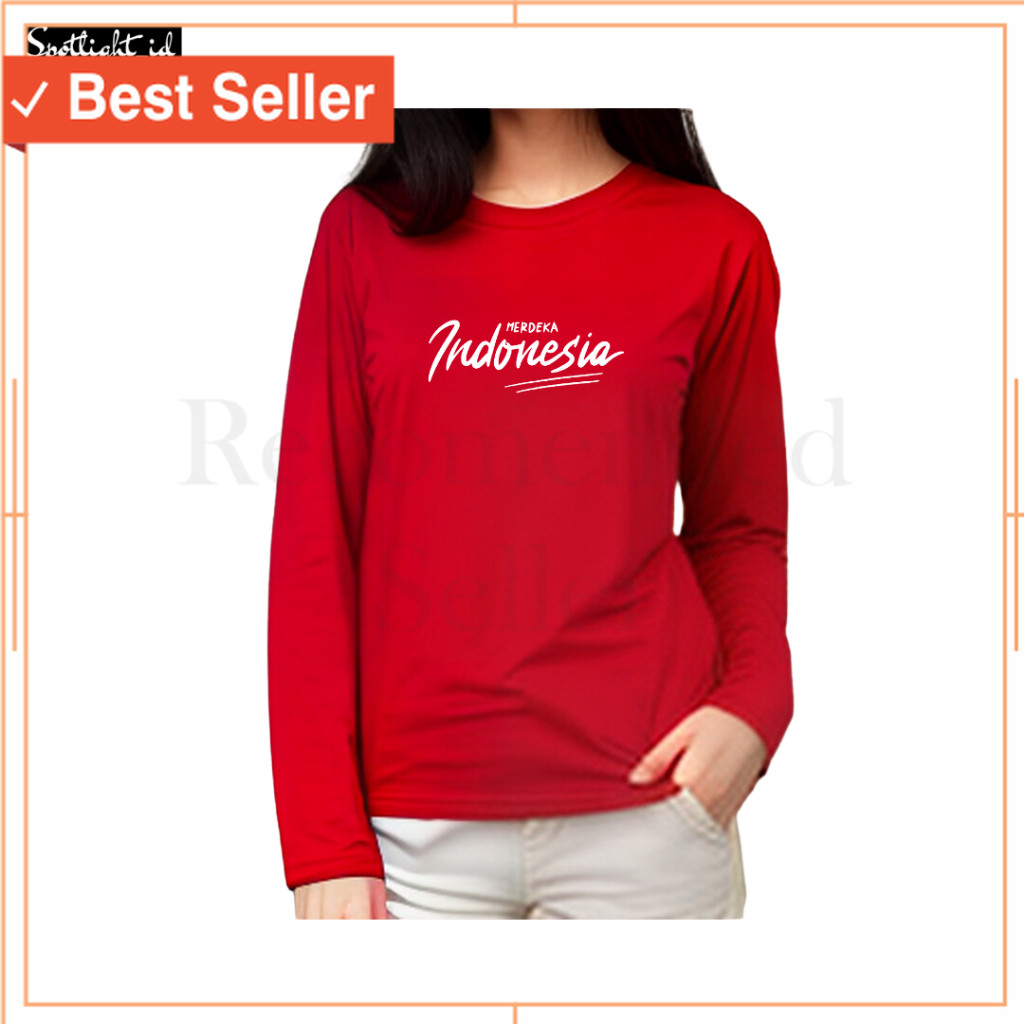 Terlaris Termurah promo diskon / SPOTLIGHT_ID - BAJU KAOS WANITA MERDEKA INDONESIA HUT RI LENGAN PAN