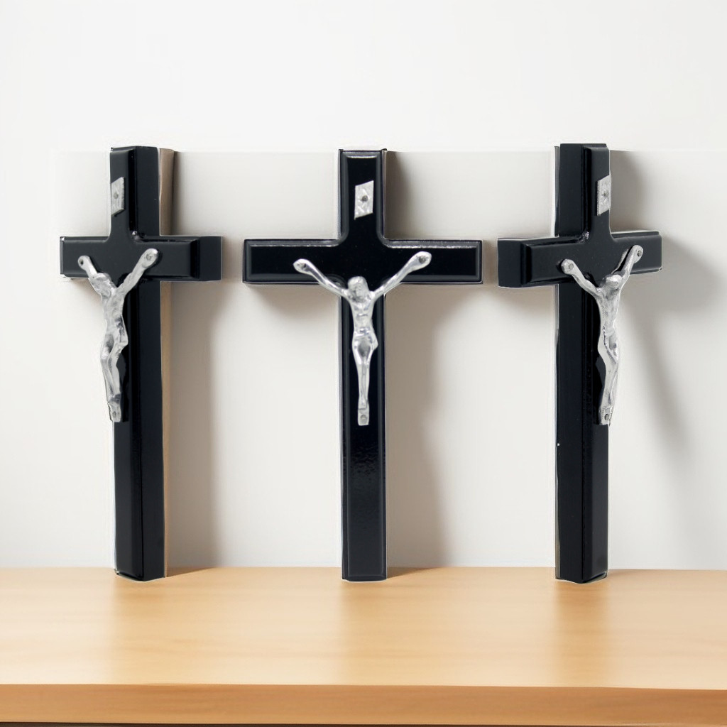 SALIB DINDING KATOLIK 15-20CM (SILVER) / SALIB GANTUNG / SALIB KAYU / PATUNG SALIB / HIASAN SALIB