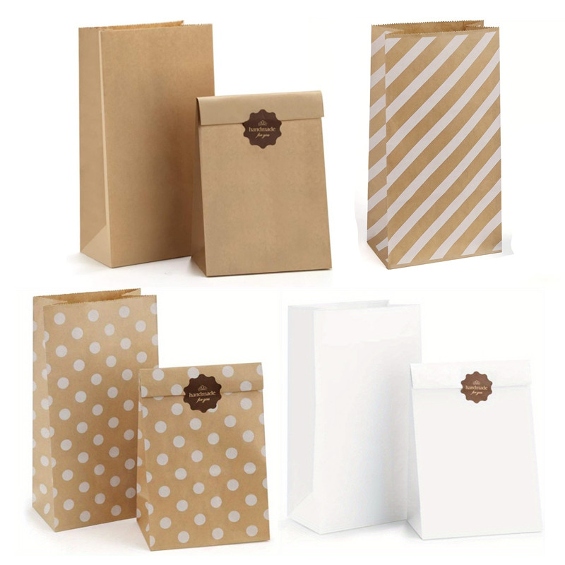 

10pcs, 4lb 5x2.95x9.45 Inches Kraft Paper Bags, Snack Bags, Bread Bag, Craft Bags, Kraft Paper Brown Lunch Bags with White Dot